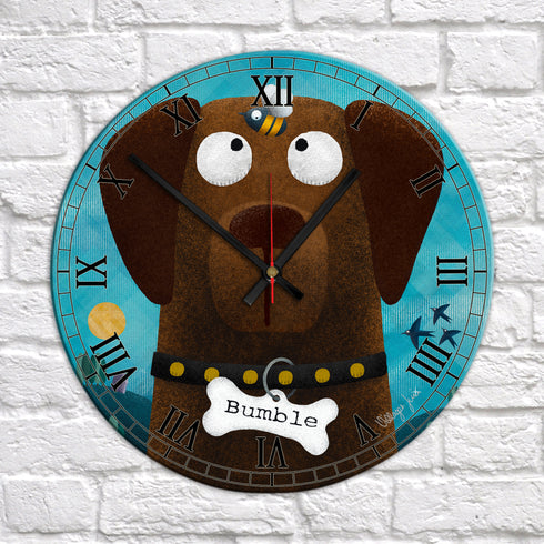 Chocolate Labrador & Bumble Bee - Personalised Pooch Art Clock